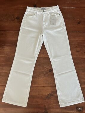 NWT Guaile White Wide Leg Jeans Women’s Size 8 High Rise Cotton Blend Denim